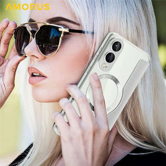 Amorus - Amorus Galaxy S25 Edge Plånboksfodral Magsafe RFID - Titangrå