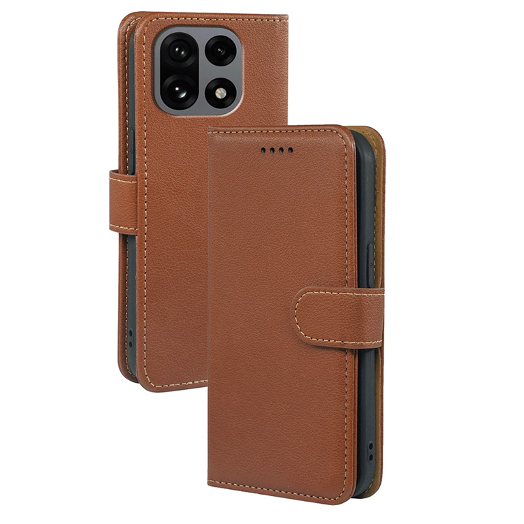 OnePlus 15 Plånboksfodral RFID Blocking Litchi Läder (Brun) | 2353 | AlltMobil