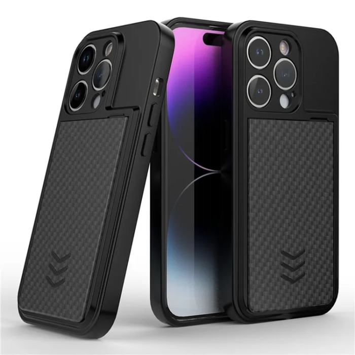 OEM - iPhone 14 Pro Max Mobilskal Korthållare - Svart
