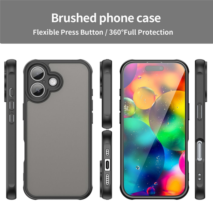 A-One Brand - iPhone 17 Mobilskal Frostade krockkuddar Drop Proof - Svart