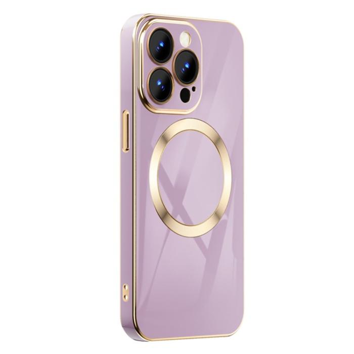 A-One Brand - iPhone 14 Pro Max Magsafe Skal Gold Edge - Lila