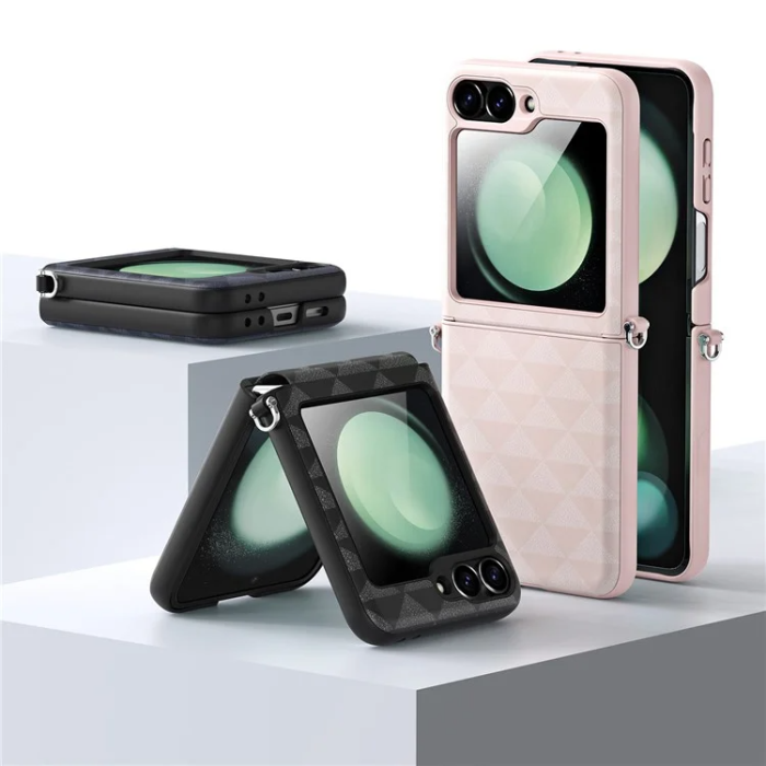 Dux Ducis - Dux Ducis Galaxy Z Flip 6 Mobilskal Fitt Rhombus Läder - Rosa