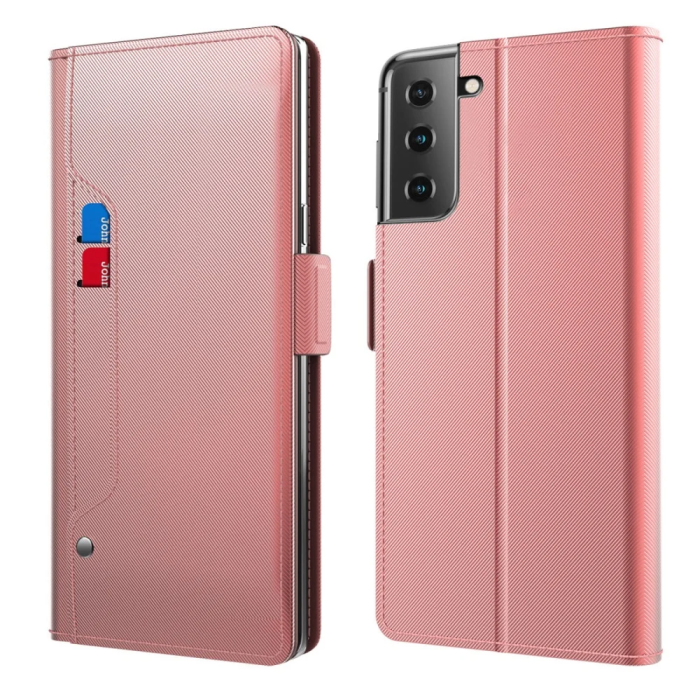 OEM - Plånboksfodral med Spegel Galaxy S21 Plus - Roséguld