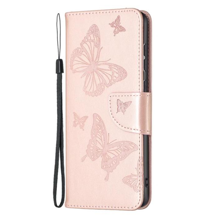 A-One Brand - Butterfly Imprinted Plånboksfodral Galaxy A33 5G - Rosa Guld