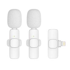 OEM - 2-i-1 Trådlös Lavaliermikrofon Lightning Dubbel K1 - Vit