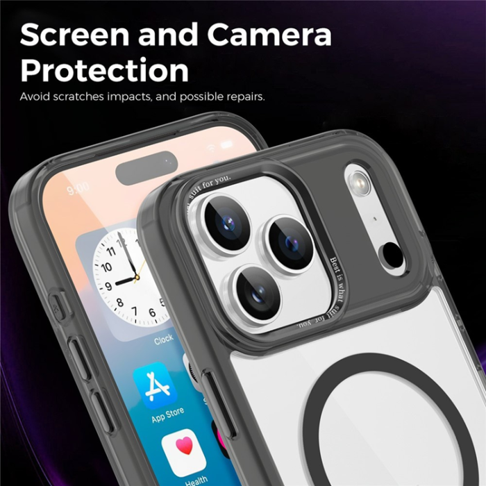 A-One Brand - iPhone 17 Pro Max Mobilskal MagSafe Transparent TPU+PC - Svart