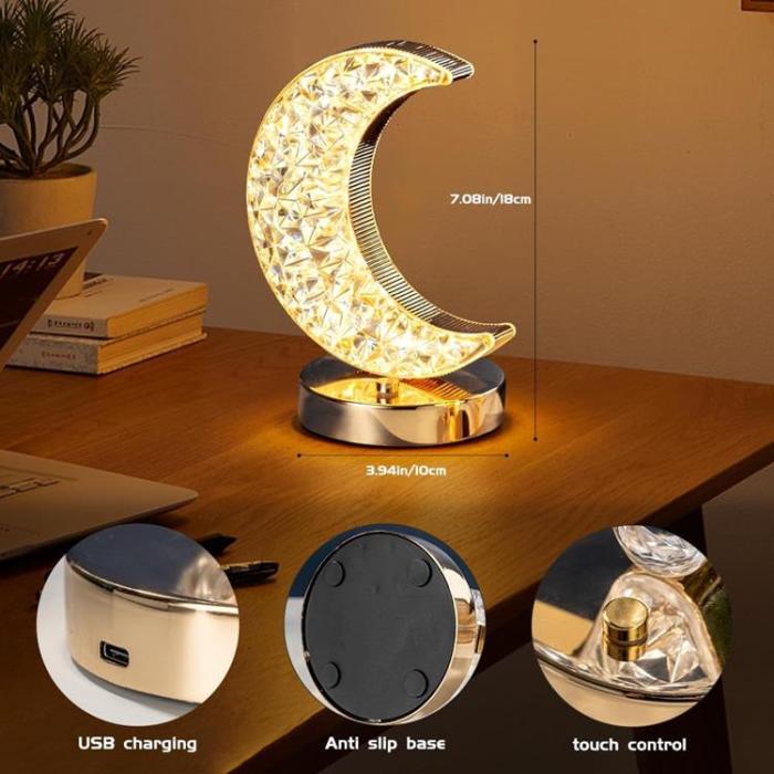 OEM - Crystal Moon Night Light Touch Lampa