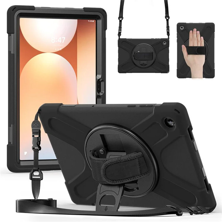 Galaxy Tab A11 Plus Mobilskal Kickstand Silikon Axelrem (Svart) | 2353 | AlltMobil