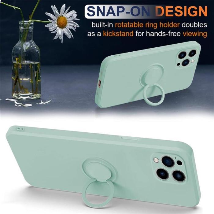 OEM - iPhone 15 Pro Mobilskal Ringhållare Liquid Silikon - Cyan