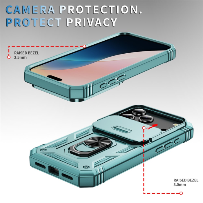 A-One Brand - iPhone 17 Pro Max Mobilskal Slide Camshield Kickstand - Grön