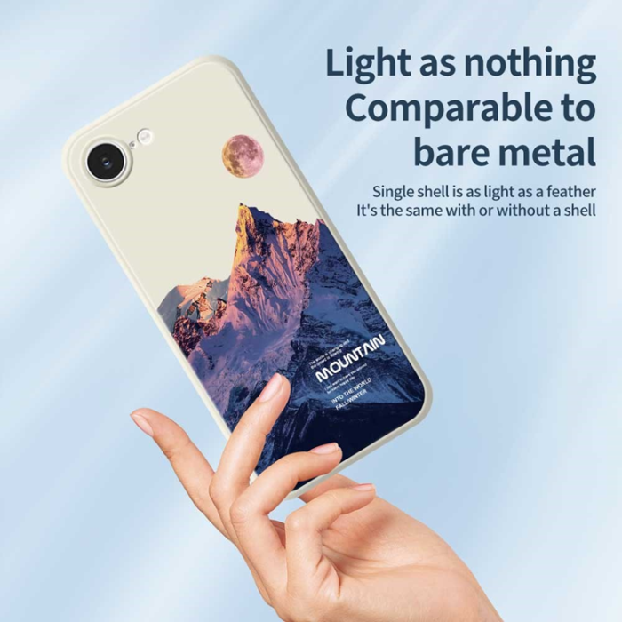 A-One Brand - iPhone 16e Mobilskal Blue Snow Mountain TPU - Beige