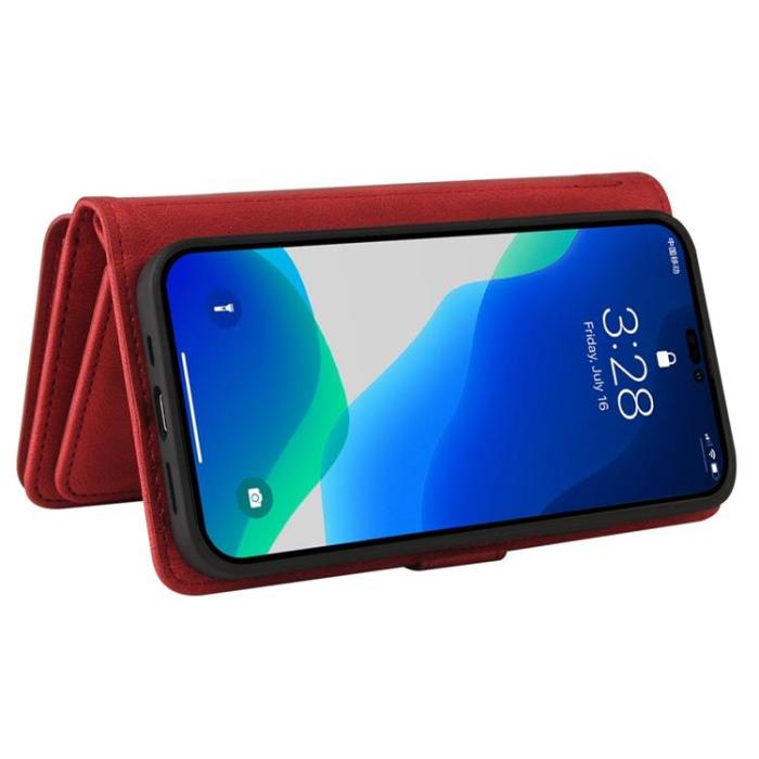 OEM - iPhone 14 Pro Max Plånboksfodral KT Zipper - Röd