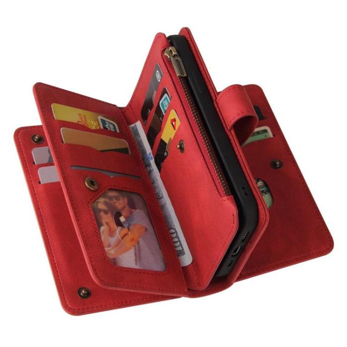 OEM - iPhone 14 Pro Max Plånboksfodral KT Zipper - Röd