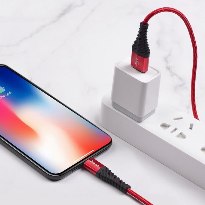 Hoco - HOCO COOL USB-A till Lightning kabel 1m Röd
