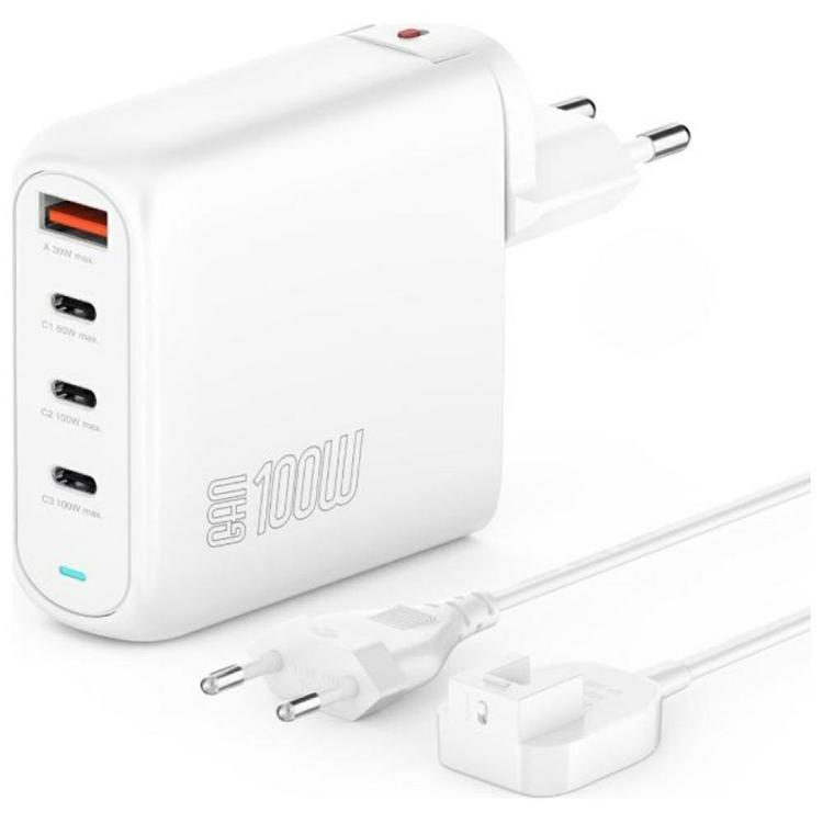4smarts Snabbladdare 100W 3xUSB-C 1xUSB-A Flex Pro - Vit | 505295 | AlltMobil
