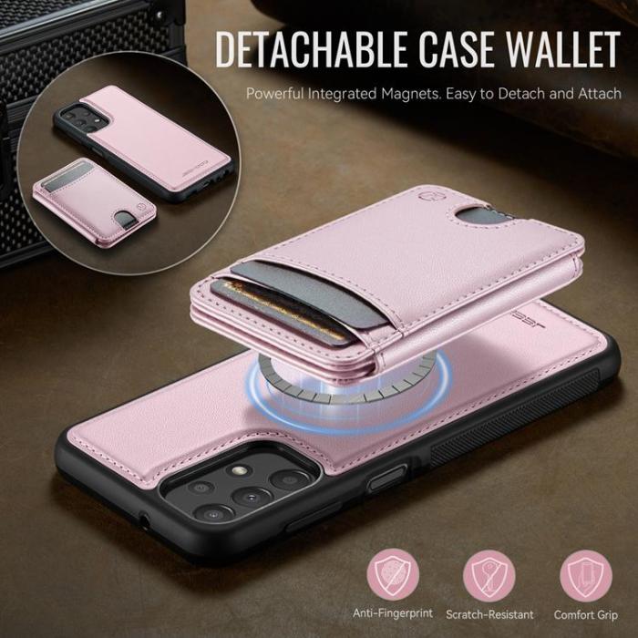 OEM - JEEHOOD Samsung Galaxy A13 4G/5G Mobilskal Konstläder med Kortfack - Rosa