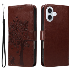 A-One Brand - iPhone 17 Plånboksfodral Tree Pattern - Coffee