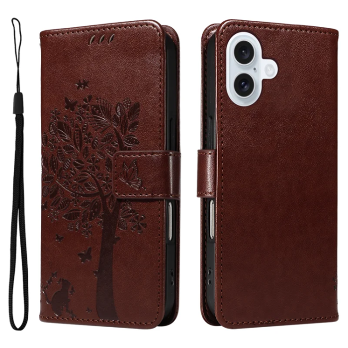 A-One Brand - iPhone 17 Plånboksfodral Tree Pattern - Coffee