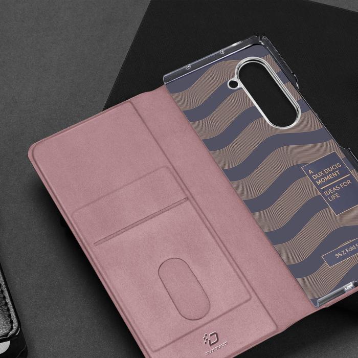 Dux Ducis - Dux Ducis Galaxy Z Fold 5 Plånboksfodral Bril Läder Flip - Rosa