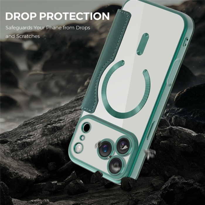 A-One Brand - iPhone 17 Pro Max Plånboksfodral Magsafe RFID Blocking - Grön