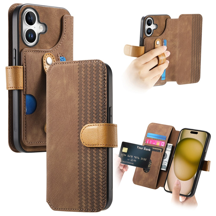 Plånboksfodral För iPhone 17 Armband Kickstand - Brun | 2353 | AlltMobil