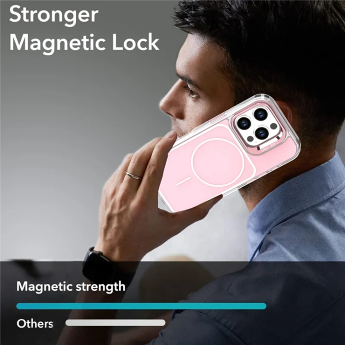 A-One Brand - iPhone 16 Pro Max Mobilskal MagSafe Lens Kickstand med Handrem - Rosa