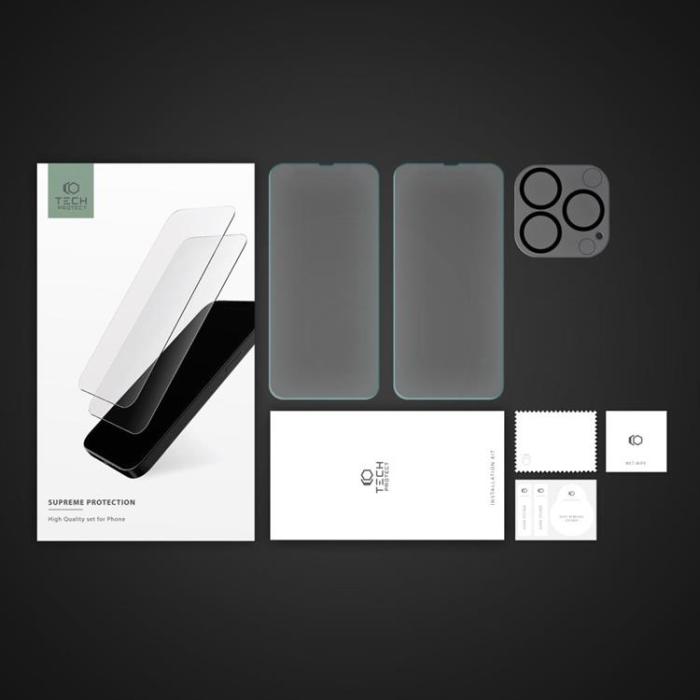 UTGATT - Tech-Protect [2-Pack] iPhone 14 Pro Skärmskydd + [1-Pack] Kameralinsskydd