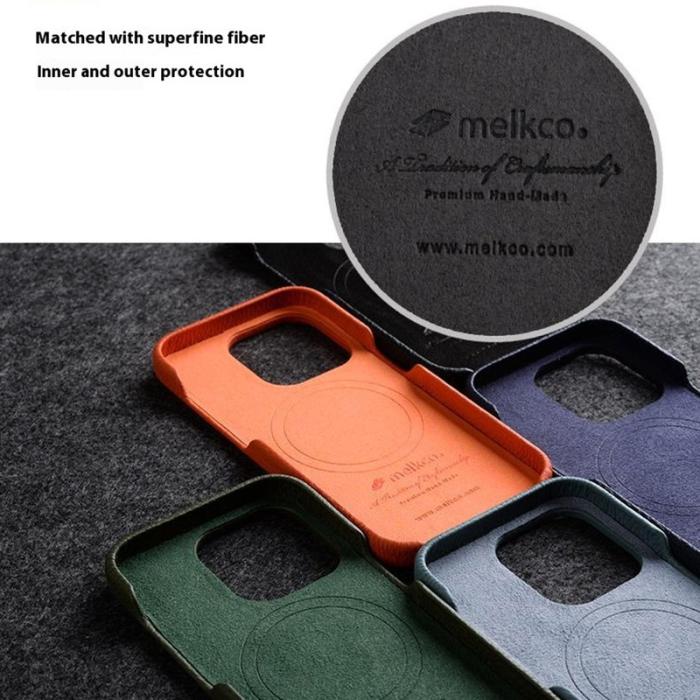 Melkco - MELKCO iPhone 14 Pro Max Magnetiskt Skyddsfodral Äkta Läder Grön