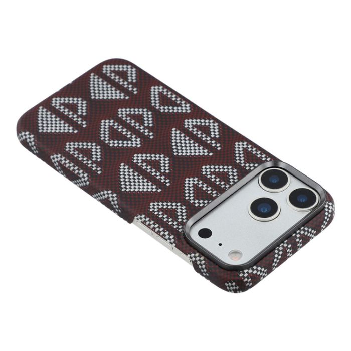 A-One Brand - iPhone 17 Pro Max Mobilskal MagSafe Aramid Fiber Geometric - Röd