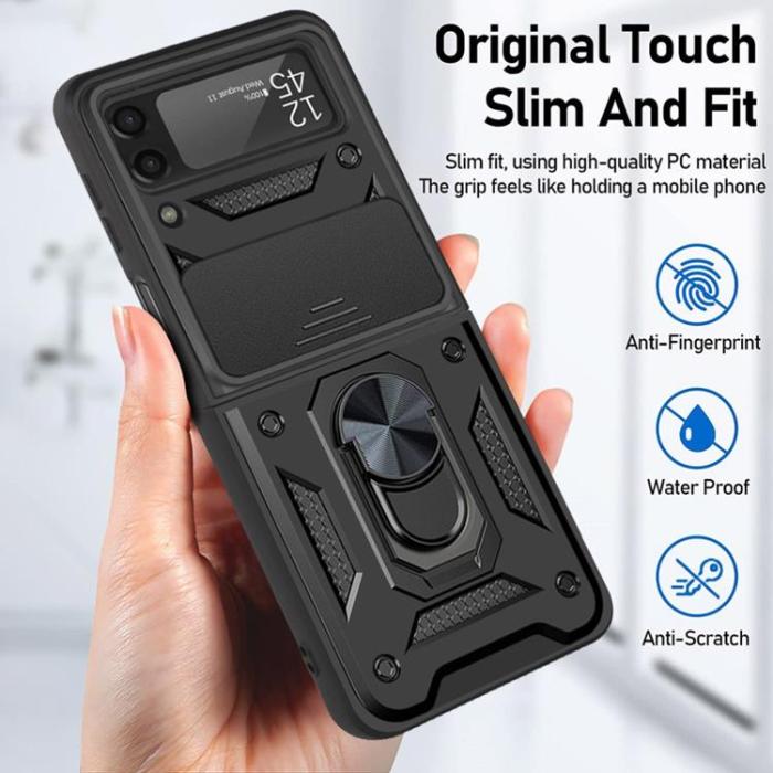 A-One Brand - Galaxy Z Flip 4 Skal Ringhållare Kickstand - Svart