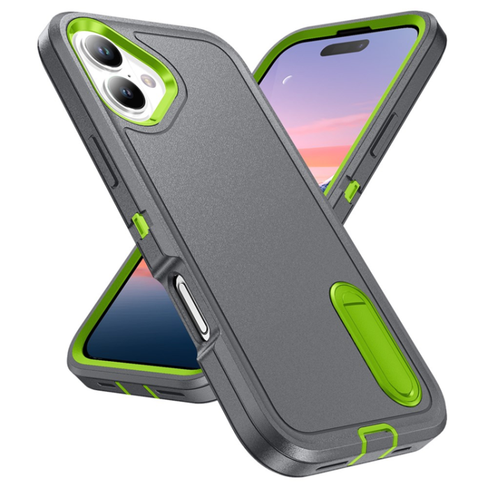 A-One Brand - iPhone 17 Mobilskal Kickstand Silikon - Grön/Grå