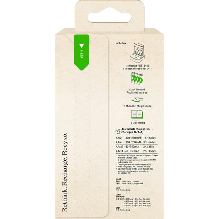 GP - GP Batteriladdare Everyday Charger B441 + D451 4xAA 2100mAh