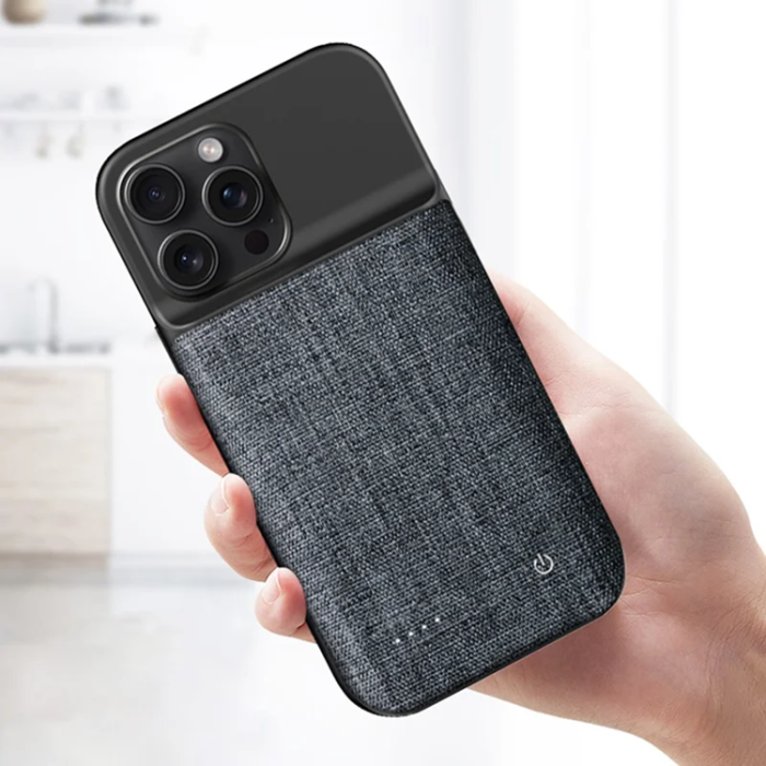 A-One Brand - iPhone 15 Pro Max Batteriskal 6800mAh Oxford Cloth - Svart