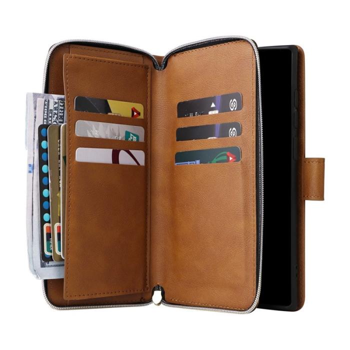OEM - Mobilfodral för Samsung Galaxy S26 Ultra Konstläder 9 kortfack - Brun