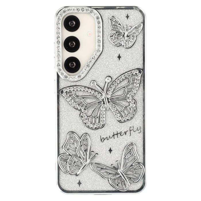 OEM - Mobilskal för Samsung Galaxy S26 Plus 3D Fjäril TPU - Silver