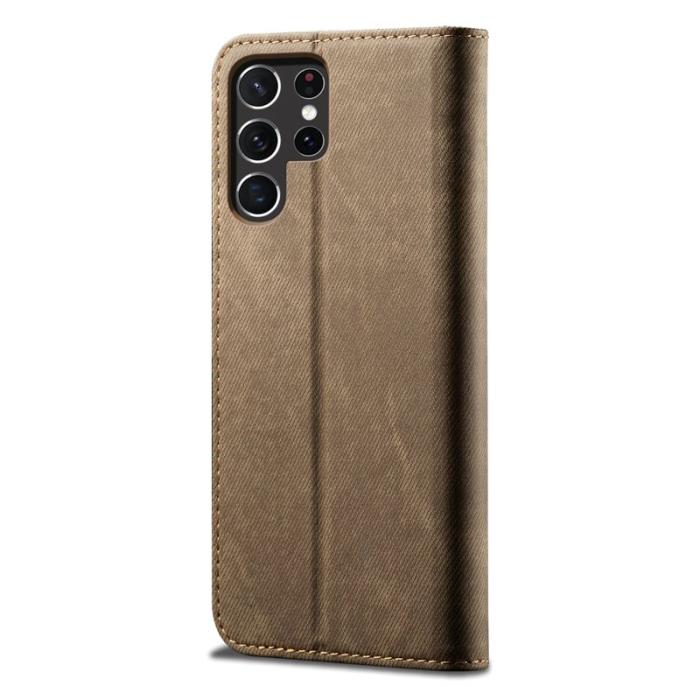 OEM - Mobilskal för Samsung Galaxy S26 Ultra Konstläder Ställ - Khaki