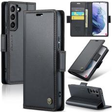 Caseme - CASEME Pl&aring;nboksfodral Konstl&auml;der f&ouml;r Samsung Galaxy S21+ 5G - Svart