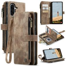 Caseme - CASEME Konstl&auml;der Pl&aring;nboksfodral f&ouml;r Samsung Galaxy A36 5G med rem - Brun