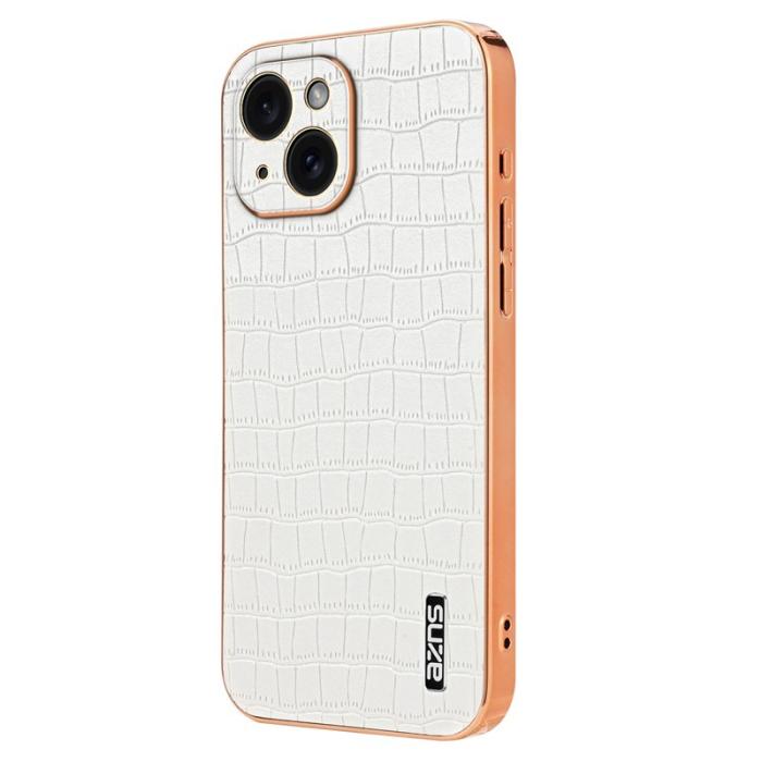 AZNS - AZNS iPhone 13 Fodral Crocodile Textur KonstLäder - Vit