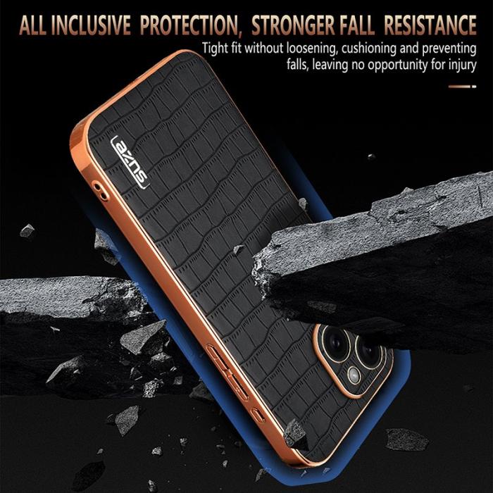 AZNS - AZNS iPhone 13 Fodral Crocodile Textur KonstLäder - Vit