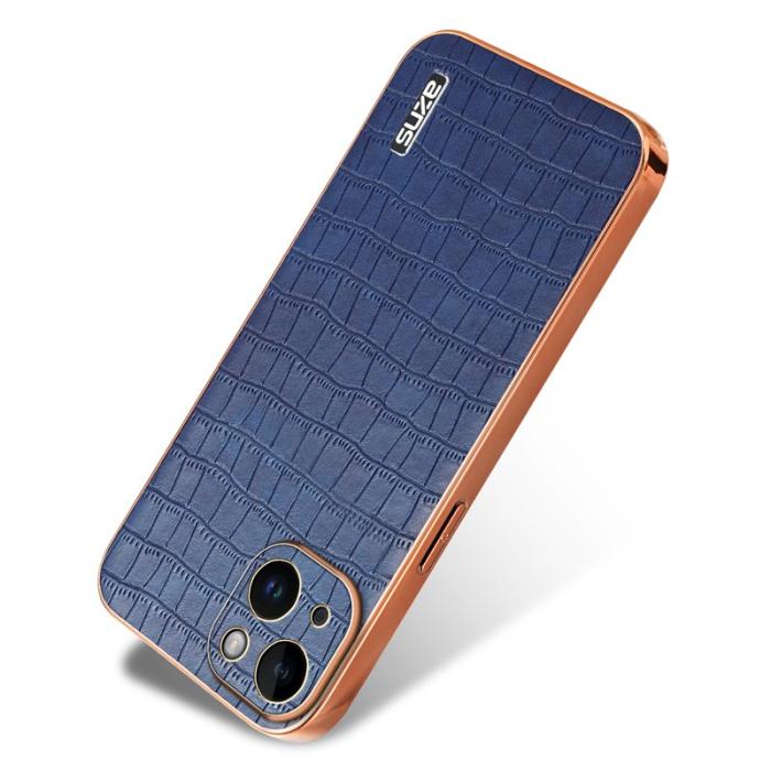 AZNS - AZNS iPhone 13 Fodral Crocodile Textur Konstläder - Blå