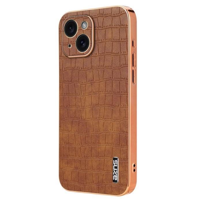 AZNS - AZNS iPhone 13 Fodral Crocodile Textur Konstläder - Brun