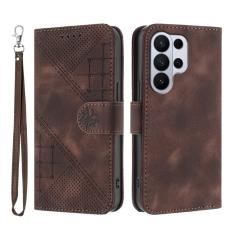 OEM - Samsung Galaxy S26 Ultra Pl&aring;nboksfodral Konstl&auml;der Fj&auml;ril Blomma - Kaffe
