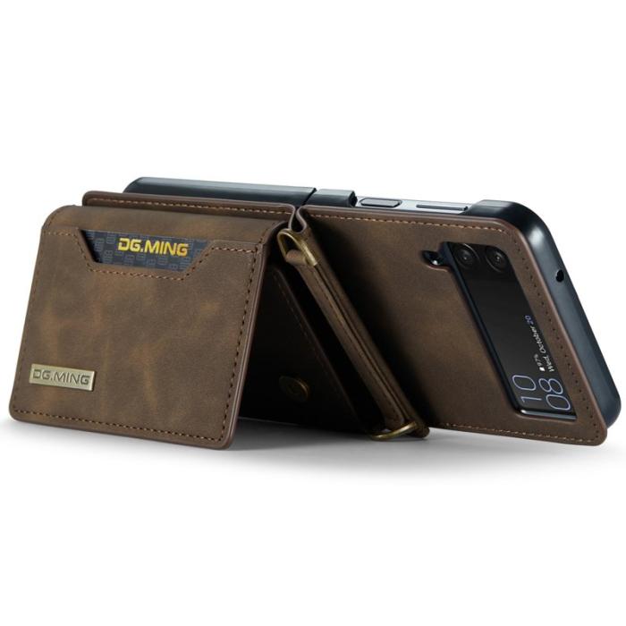 DG.MING - DG.MING Samsung Galaxy Z Flip4 Konstläder Plånboksfodral - Brun