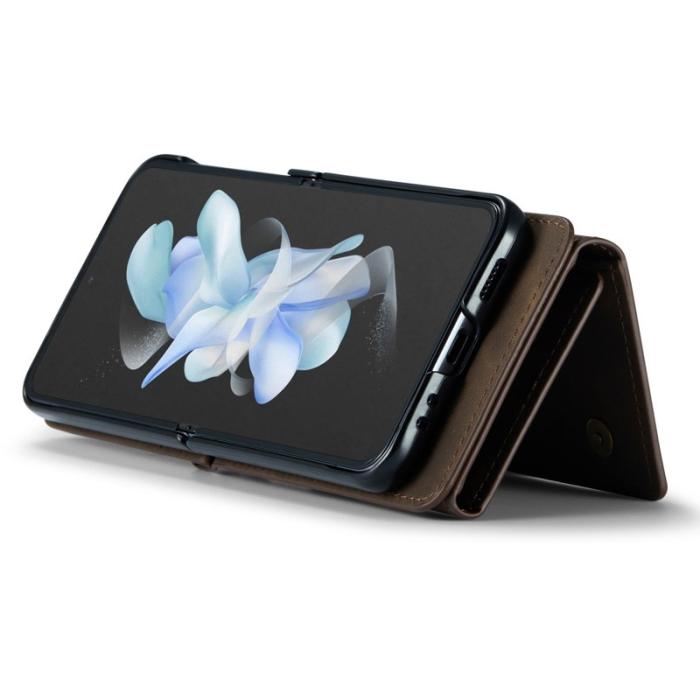 DG.MING - DG.MING Samsung Galaxy Z Flip4 Konstläder Plånboksfodral - Brun