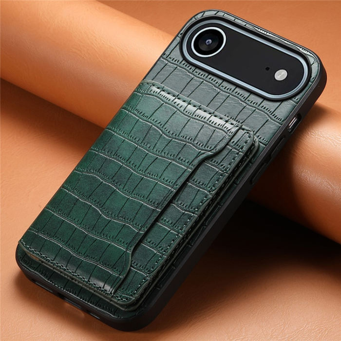 A-One Brand - iPhone 17 Air Mobilskal Korthållare Crocodile - Grön