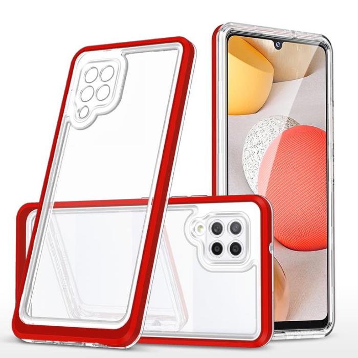 OEM - Galaxy A42 5G Skal Clear 3in1 - Röd