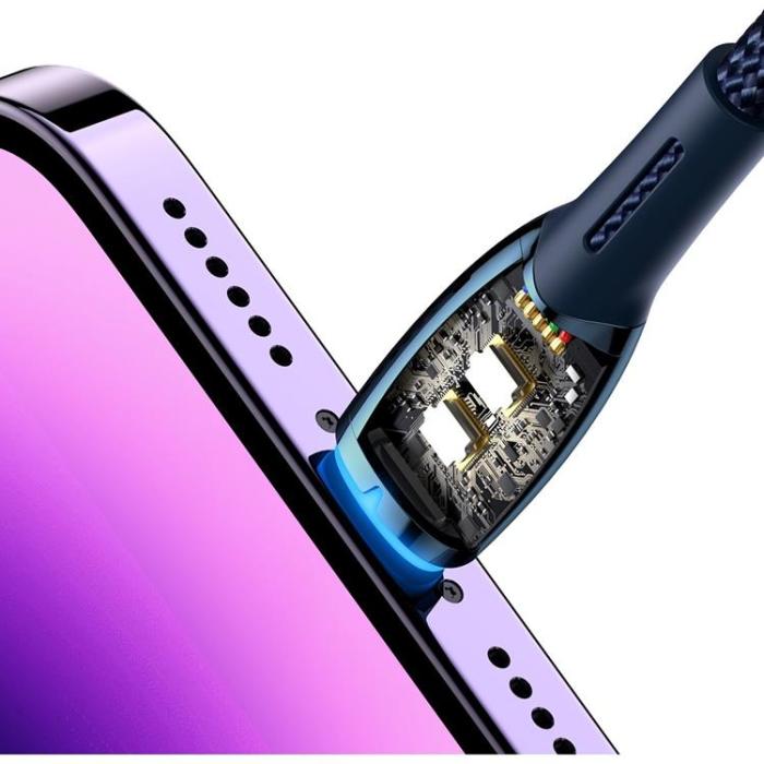 UTGATT1 - Baseus USB-A Till lightning kabel 1M Glimmer Series - Blå