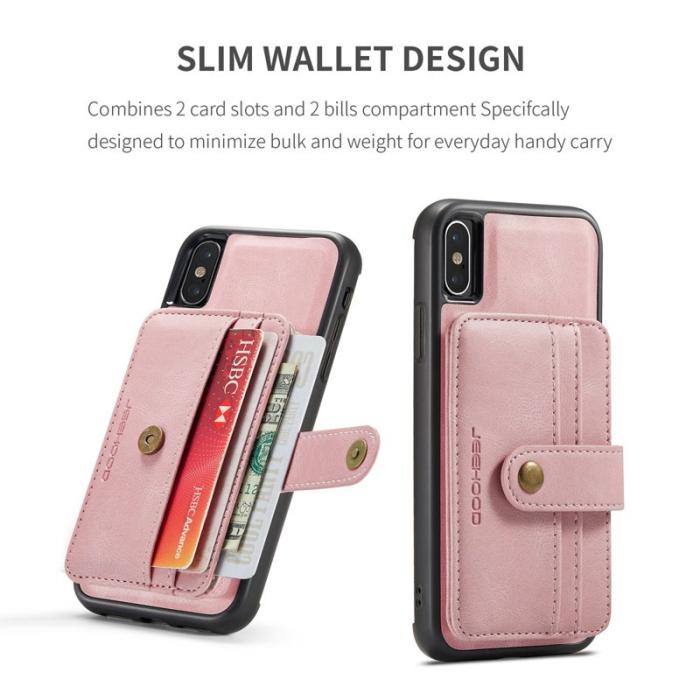 JEEHOOD - JEEHOOD Konstläder Plånboksfodral iPhone XS 5.8 tum Stöttålig Rosa