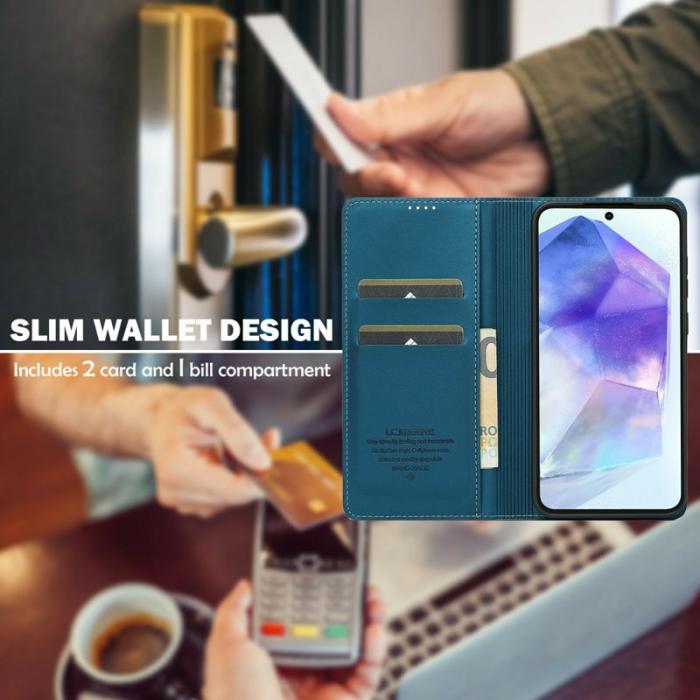 LC.imeeke - LC.IMEEKE L1 Series Samsung Galaxy A56 5G Plånboksfodral Konstläder - Blå